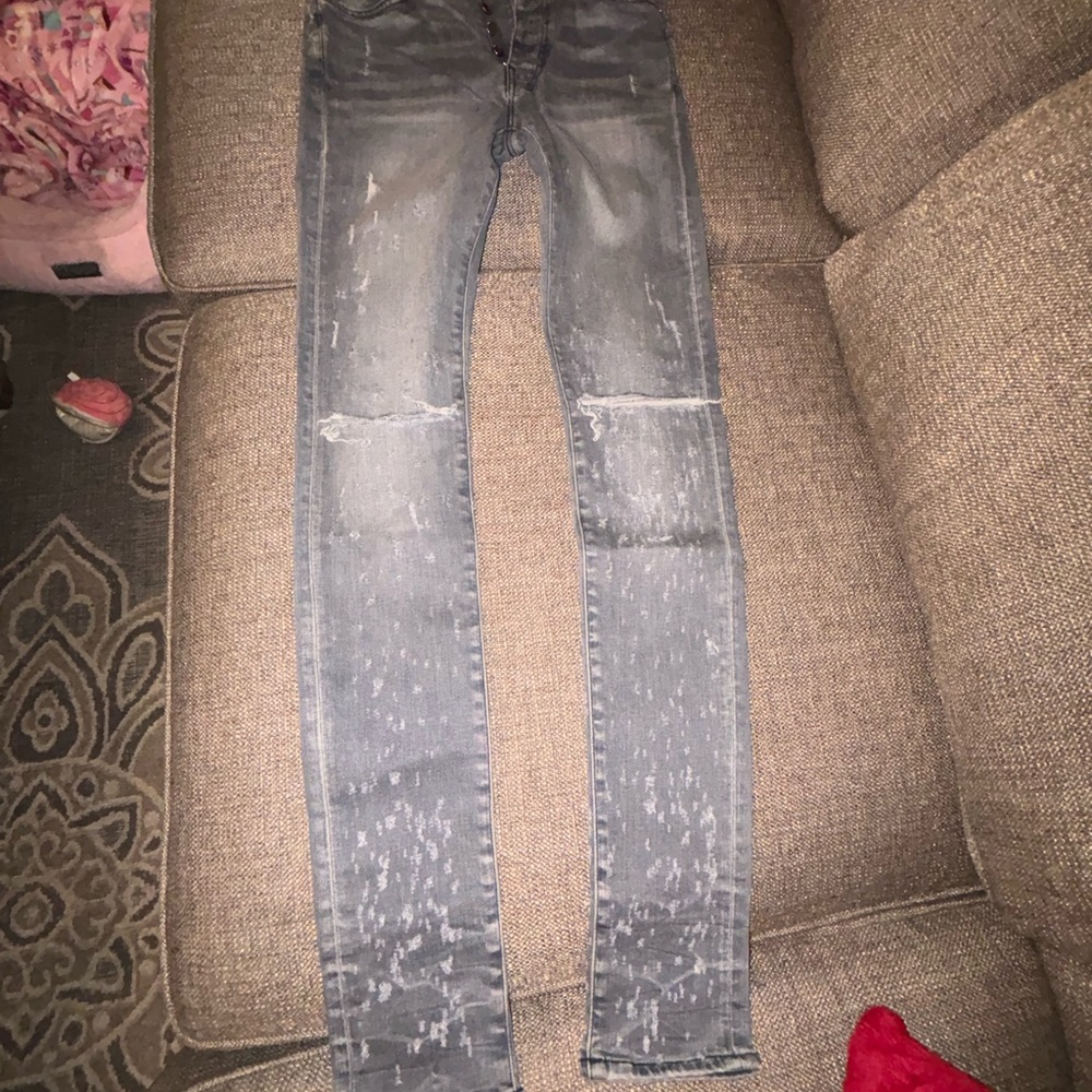 AMIRI Shotgun Gray Distressed Skinny Jeans Authentic New WOT